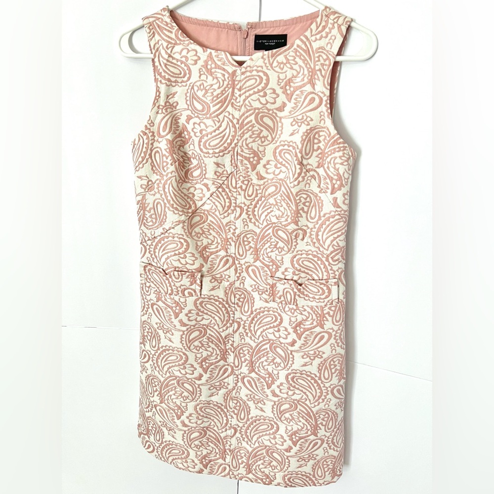 Victoria Beckham for Target Blush Paisley Floral Jacquard Shift Dress XS - Picture 4 of 8